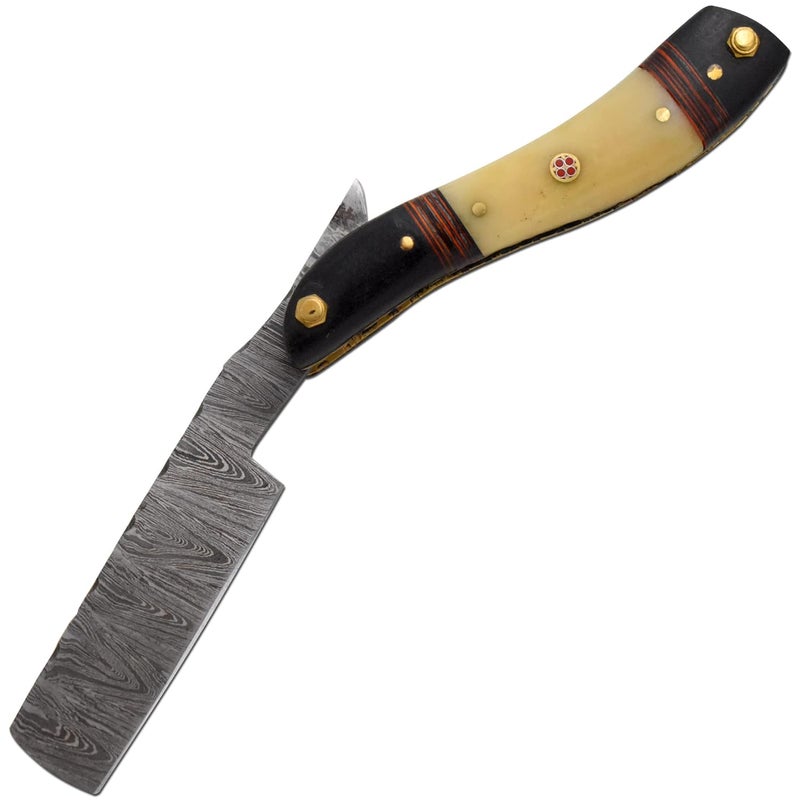 Old Ram Straight Razor | Straight Edge-Razor Sharp High Hardness Real Damascus Steel Cutthroat Straight Edge-Blade | Barber Razor (349) - Image 2